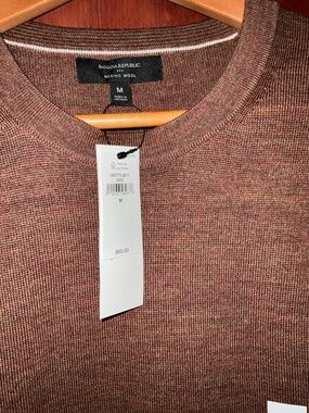Men’s merino crew, brown, size M, long sleeves, NIP